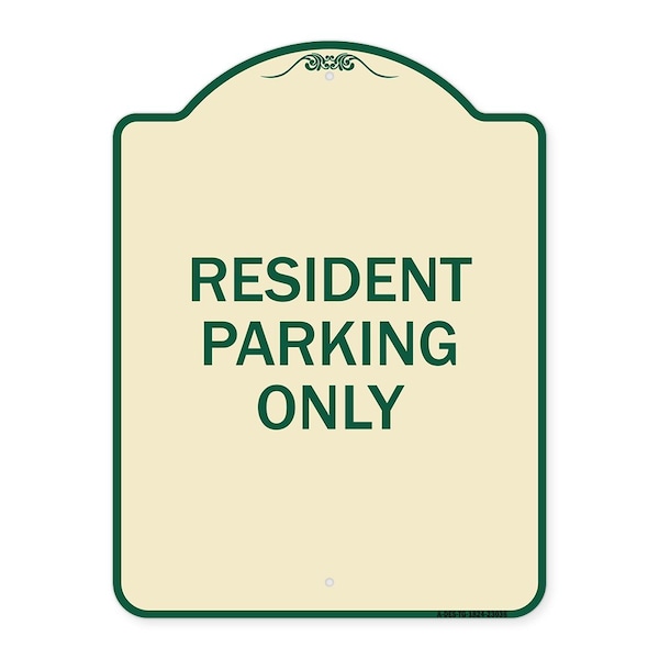 Reserved Parking Resident Parking Heavy-Gauge Aluminum Architectural Sign, 24" x 18", TG-1824-23036